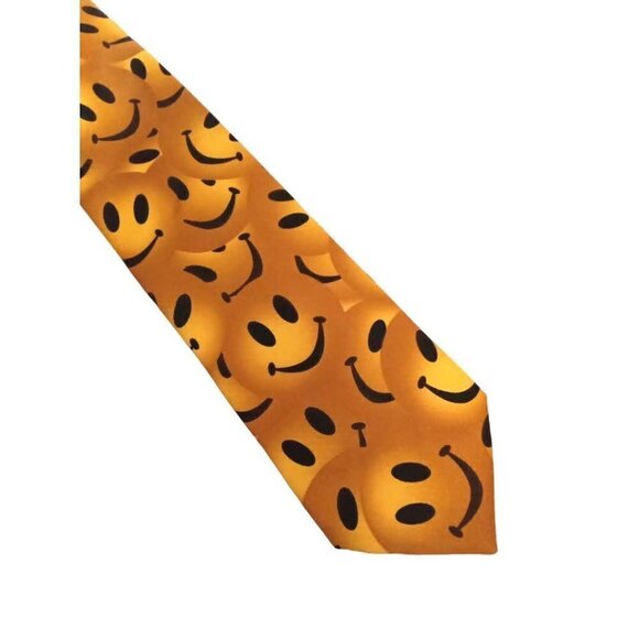 Ralph Marlin Traditional Width Just Smiley Polyester Tie - Picture 1 of 5